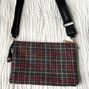 Black and red plaid woolen plaid purse